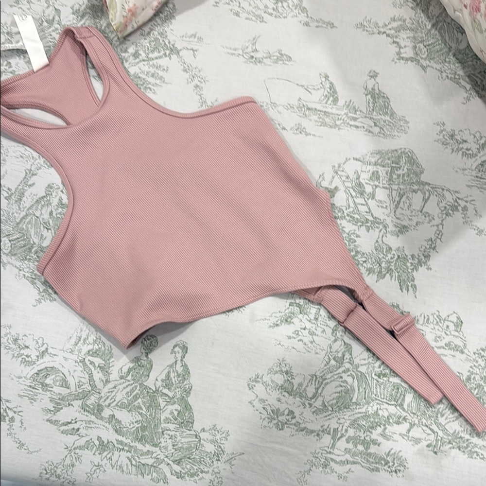 ALO Yoga Ribbed Racerback Tank Top in Dusty Pink